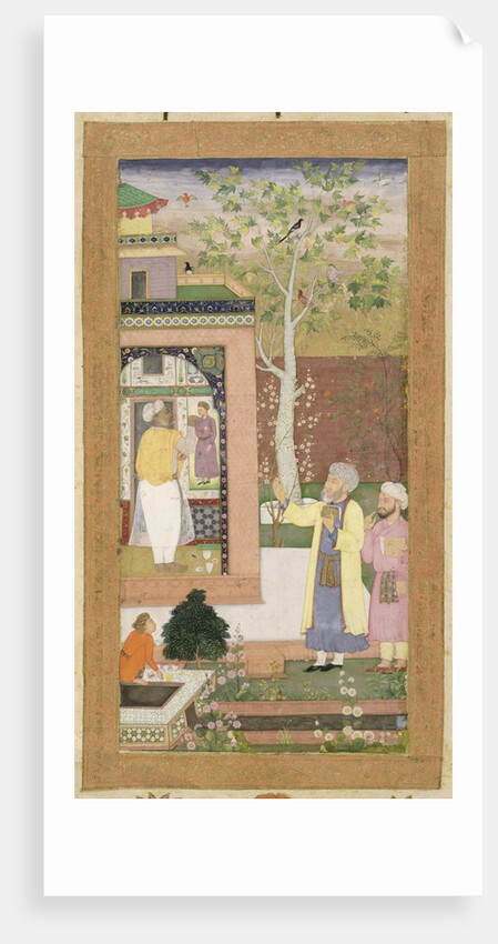 An artist decorating the interior of a garden pavilion by Mughal School