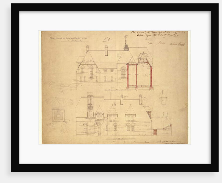 Elevations for The Red House, Bexley Heath by Philip Webb