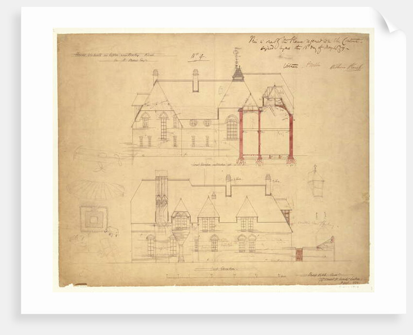 Elevations for The Red House, Bexley Heath by Philip Webb