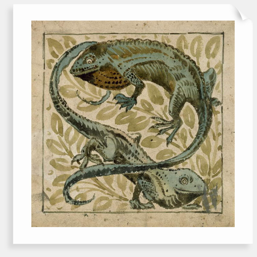Lizards, design for a tile by William De Morgan