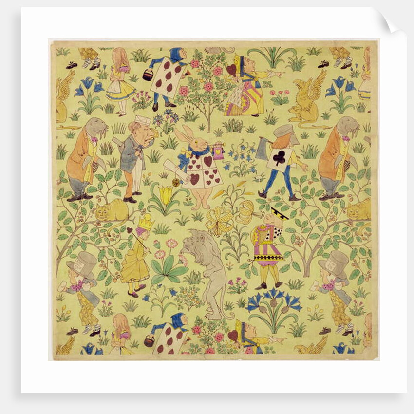 Textile design for 'Alice in Wonderland' by Charles Francis Annesley Voysey