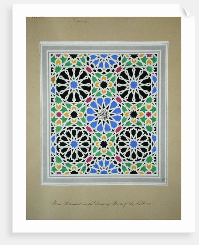 Mosaic pavement in the dressing room of the Sultana, Alhambra by James Cavanagh Murphy