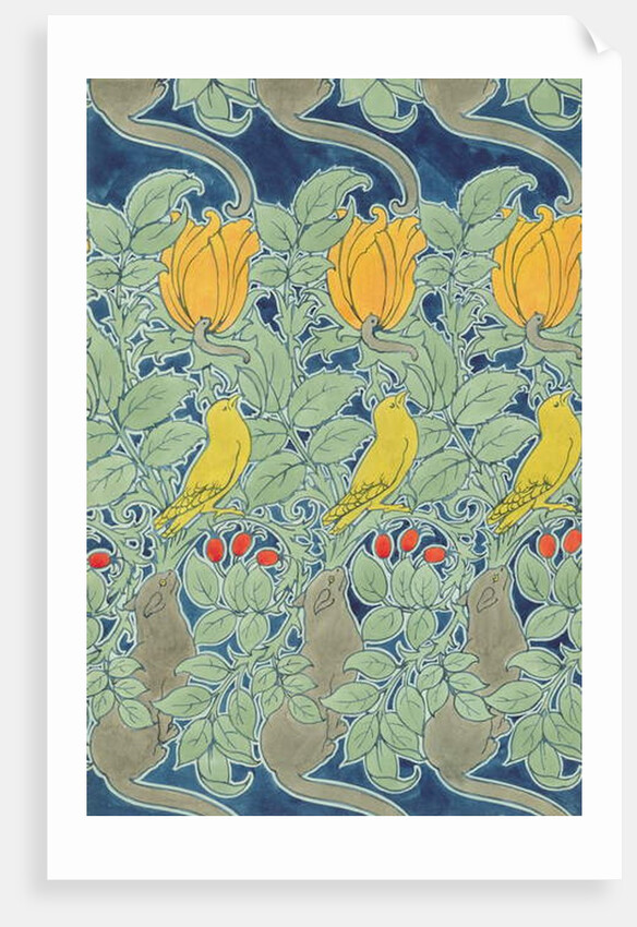 Let us prey textile design by Charles Francis Annesley Voysey