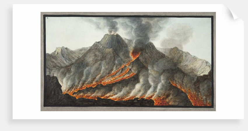 Crater of Mount Vesuvius from an original drawing executed at the scene in 1756 by Pietro Fabris
