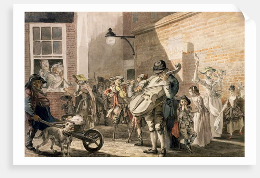 Itinerant Musicians playing in a poor part of town by Paul Sandby