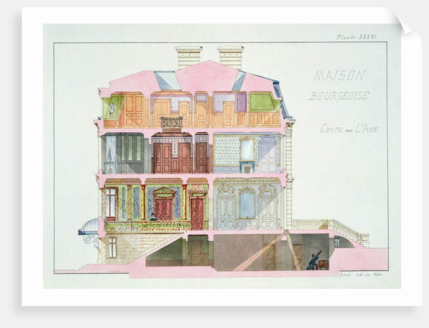 Cross section of house for the Bourgeoisie by H. Monnot