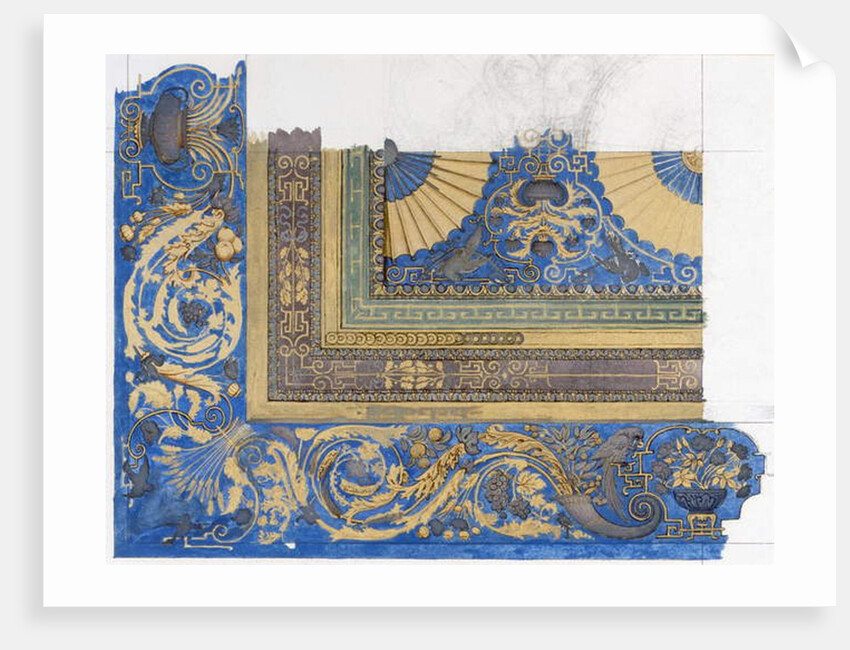 Design for the central ceiling of the Billiard Room at Wortley Hall by Edward John Poynter