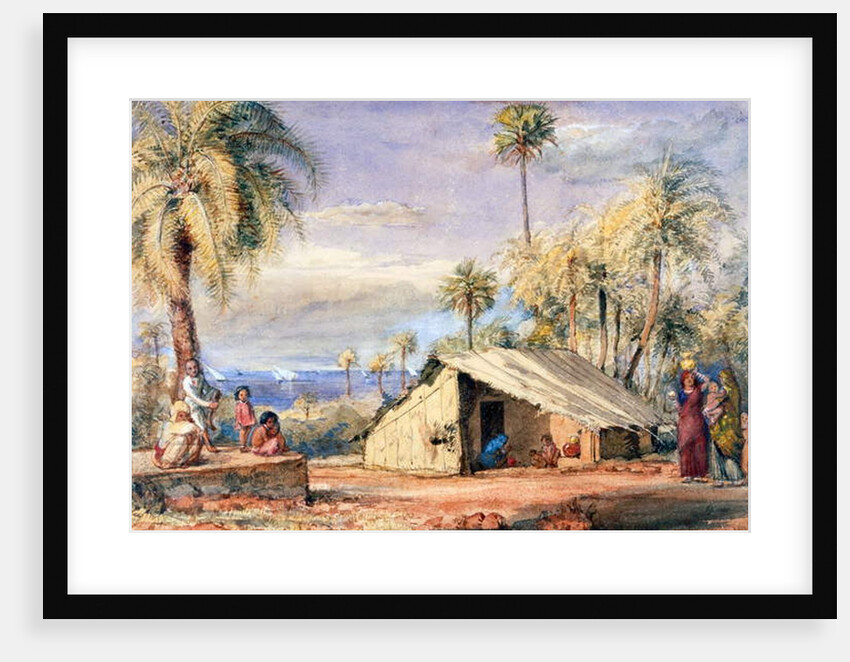 A Toddy-Drawer's Hut in a Grove of Date Palms, Bombay Presidency, India by English School