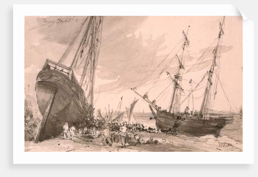 Brighton coastal scene with two ships in foreground, 30th May 1828 by John Constable