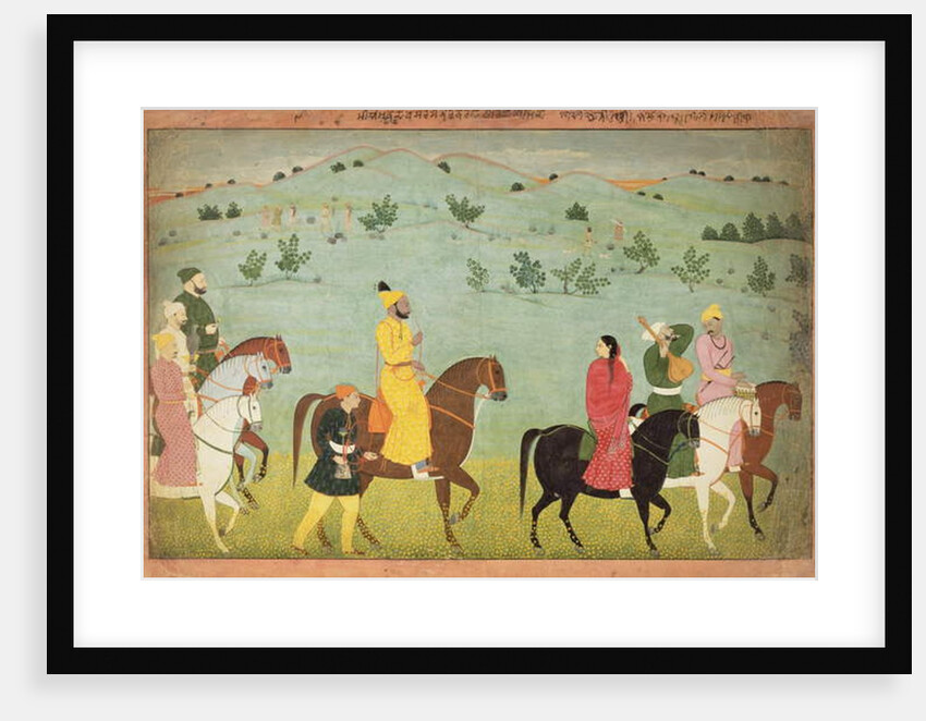 A Jasrota prince, possibly Balwant Singh, on a riding expedition, by Nainsukh Kashmir, c.1751 by Indian School