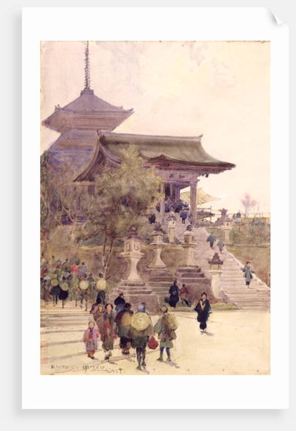 The Entrance to the Temple of Kiyomizu-Dera, Kyoto, with Pilgrims ascending by Alfred East