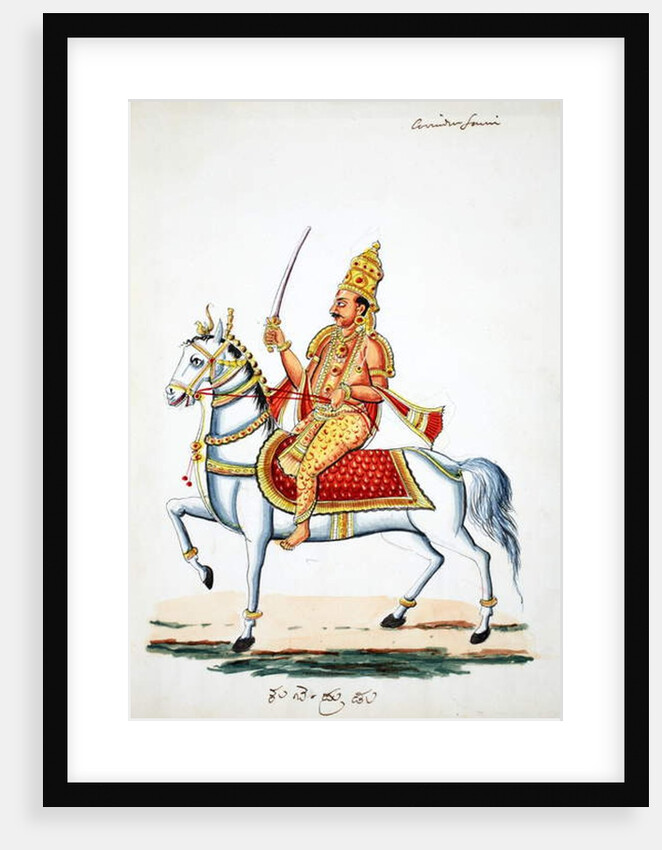 Lord Kalki on his horse Devadatta with sword in hand by Indian School