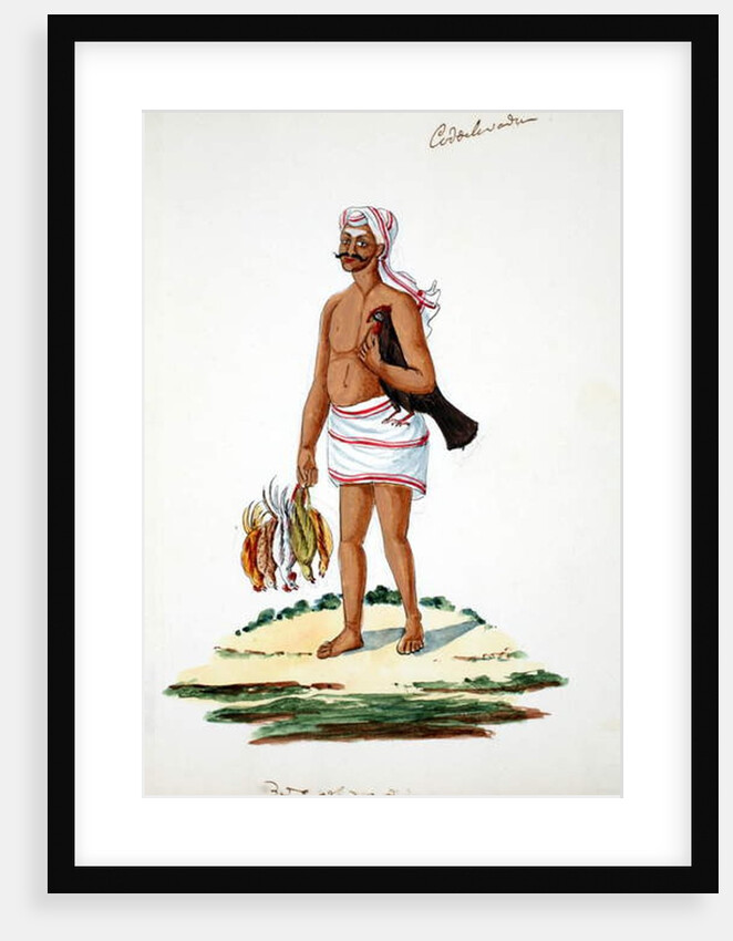 Farmer with chickens by Indian School