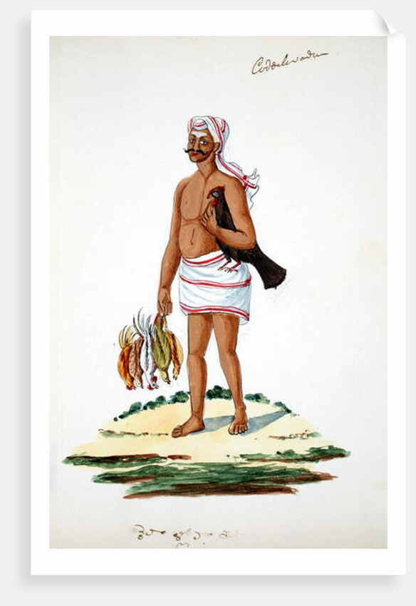 Farmer with chickens by Indian School