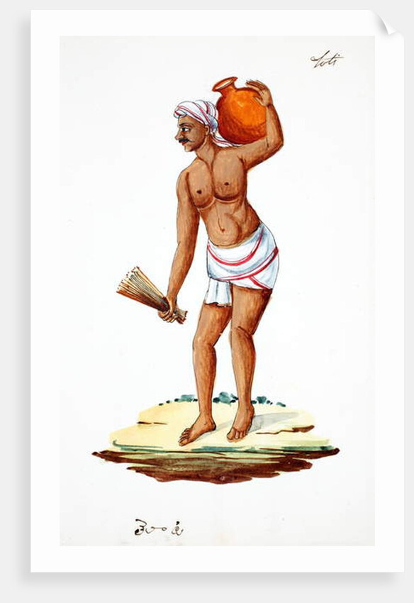 Sweeper carrying water by Indian School