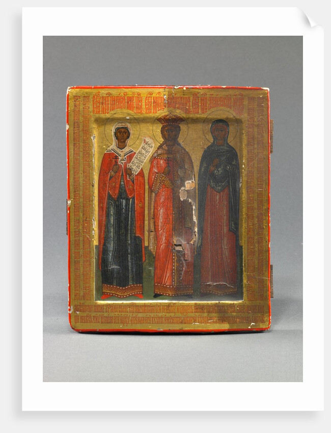 Menologion Icon with Sts. Paraskeve, Catherine, and Anastasia, late 17th century by Russian School