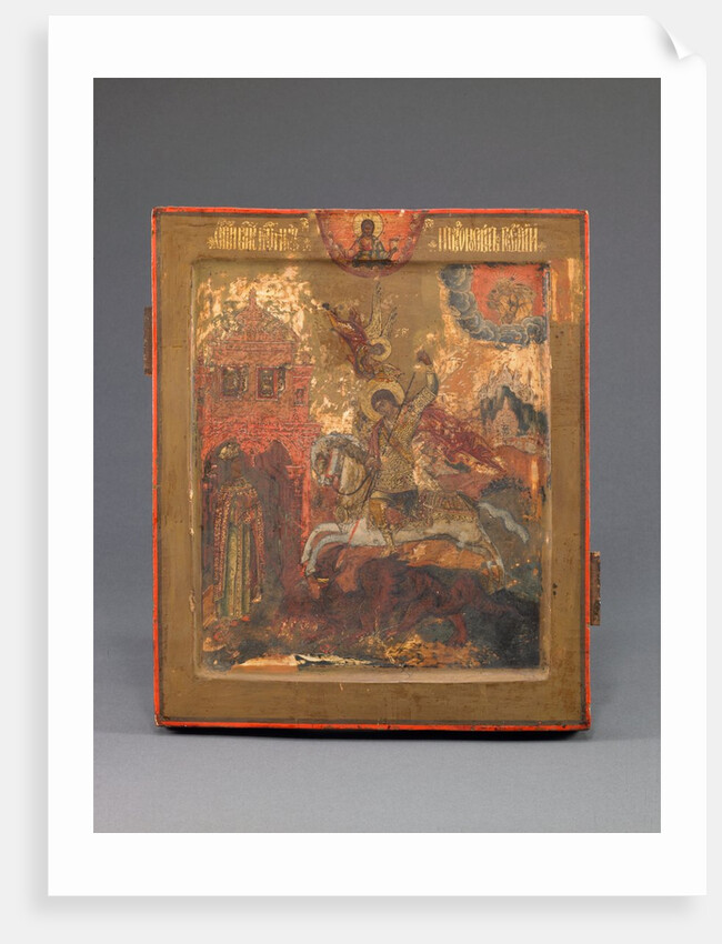 St. George, late 17th century, 19th century over painting by School Russian