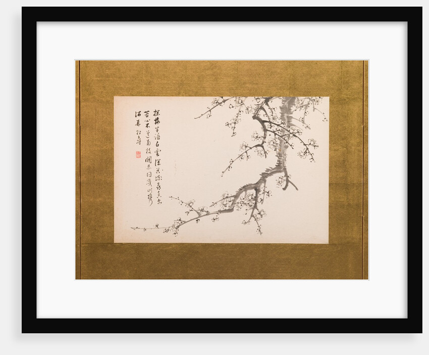 Prunus Blossoms, folding screen, panel 2 of 4, Edo period 1844 by Yamamoto Baiitsu