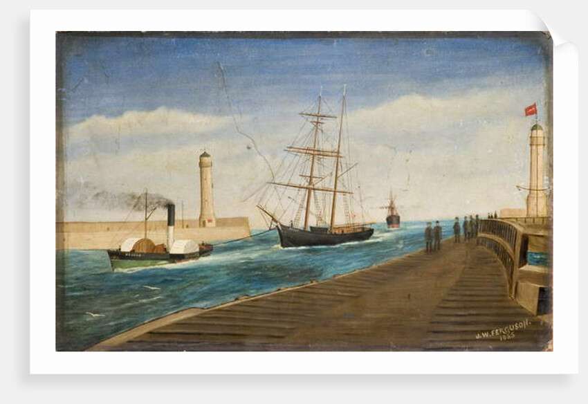 The Tug 'Rescue' Towing the Brig 'Polly' into Sunderland Harbour, 1885 by James W. Ferguson