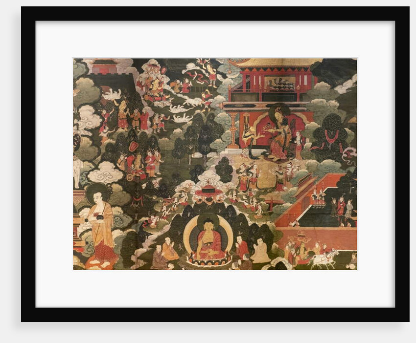 Scenes of the life of the Buddha Shakyamuni. First half of the 17th century. Detrempe on canvas. by Tibetan School