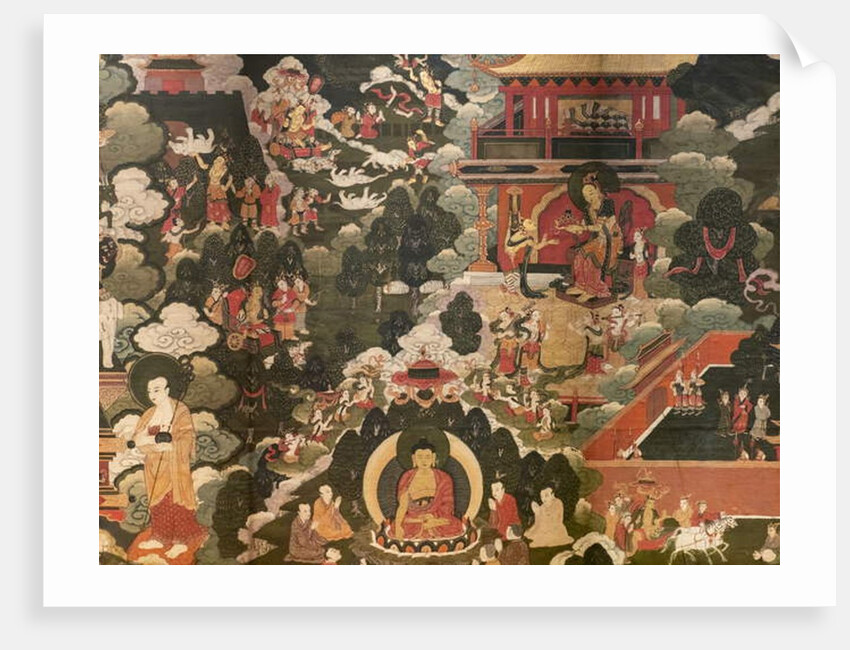 Scenes of the life of the Buddha Shakyamuni. First half of the 17th century. Detrempe on canvas. by Tibetan School