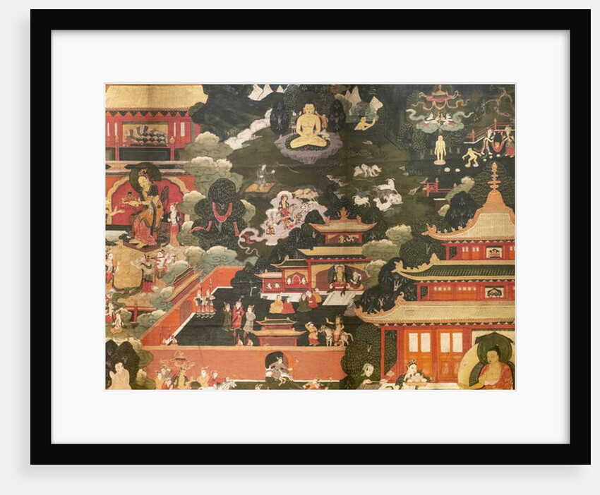 Scenes of the life of the Buddha Shakyamuni. First half of the 17th century. Detrempe on canvas. by Tibetan School