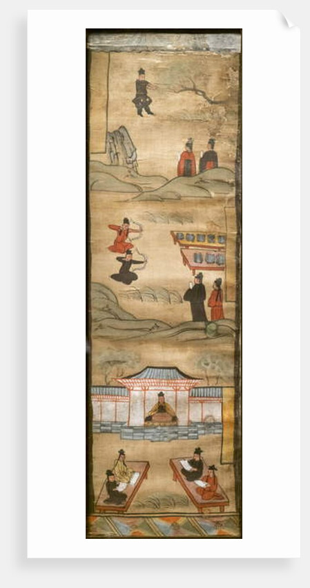 Contest to get the hand of Yashodhara. China, Gansu Province. Tang Dynasty, second half of the 9th. Light colours on silk. by Chinese School