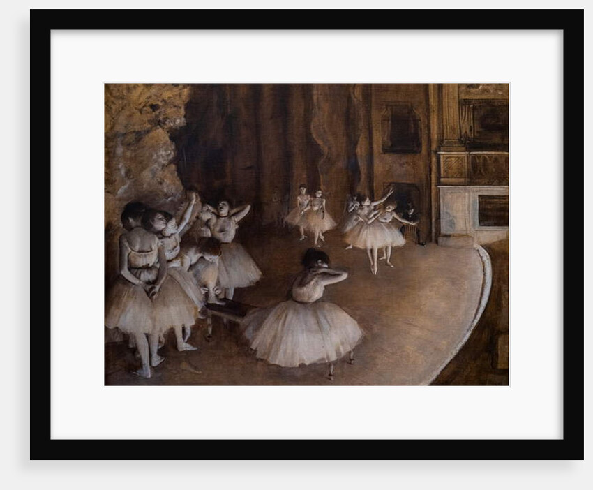 Ballet repetition on stage. 1874. by Edgar Degas