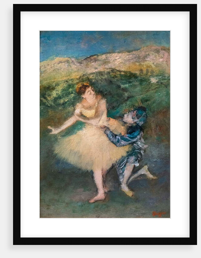 Harlequin and Colombine. Around 1895. Oil on wood. by Edgar Degas