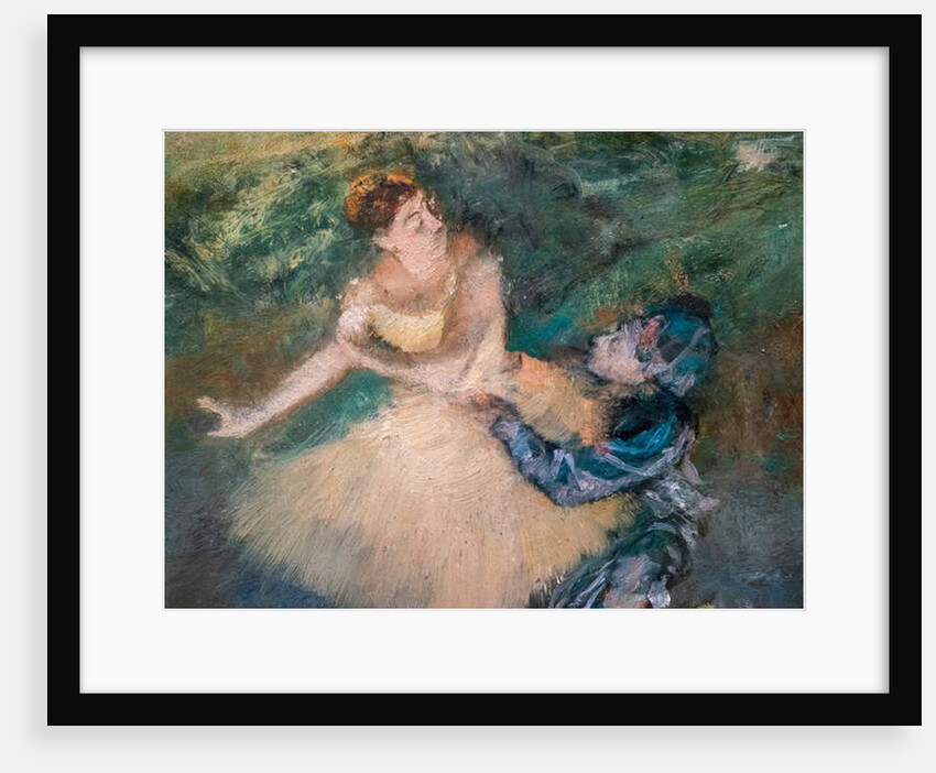 Harlequin and Colombine. Around 1895. Oil on wood. by Edgar Degas