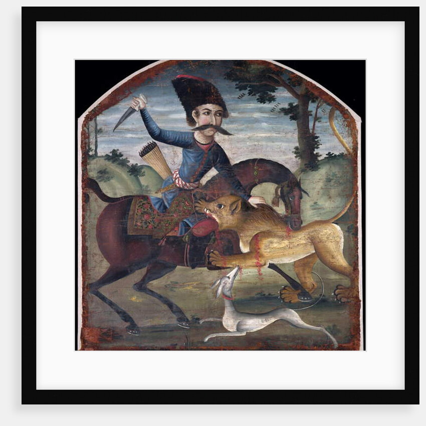 Hunter on horseback attacked by a lion, mid-18th century by Iranian School