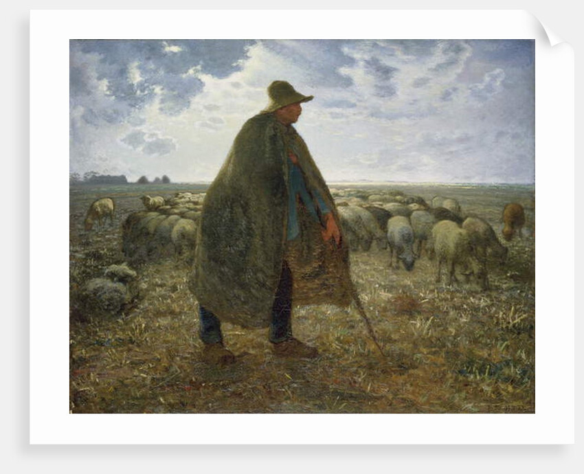Shepherd Tending His Flock by Jean-Francois Millet