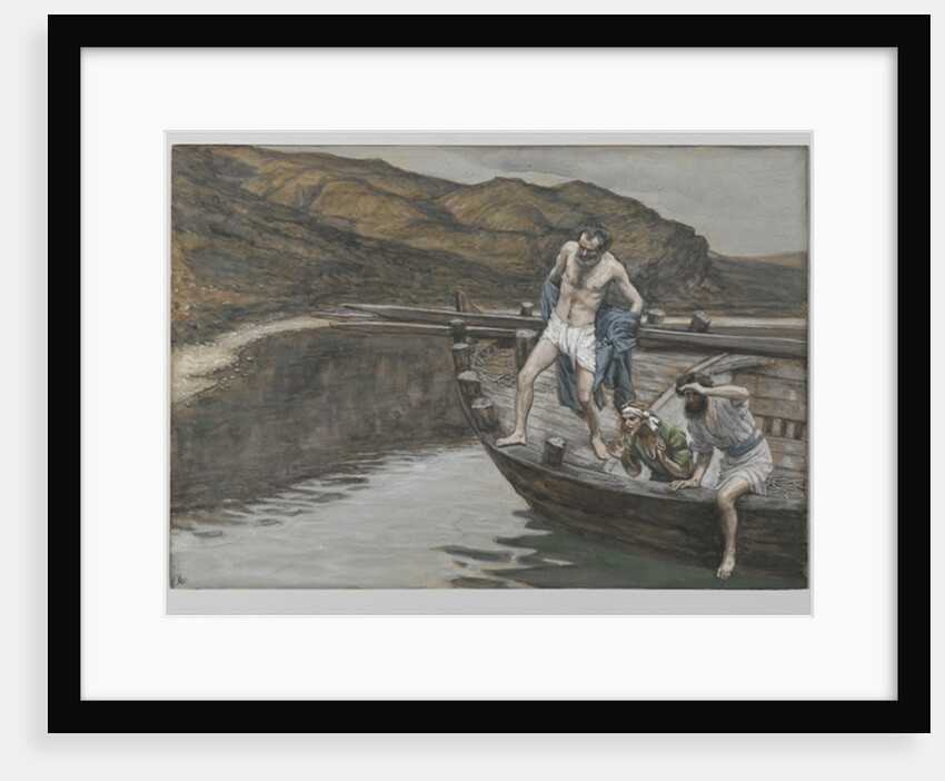 Saint Peter Alerted by Saint John to the Presence of the Lord Casts Himself into the Water by James Jacques Joseph Tissot