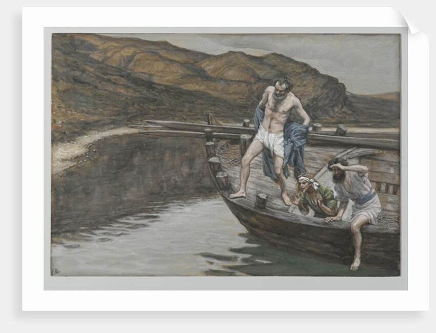 Saint Peter Alerted by Saint John to the Presence of the Lord Casts Himself into the Water by James Jacques Joseph Tissot