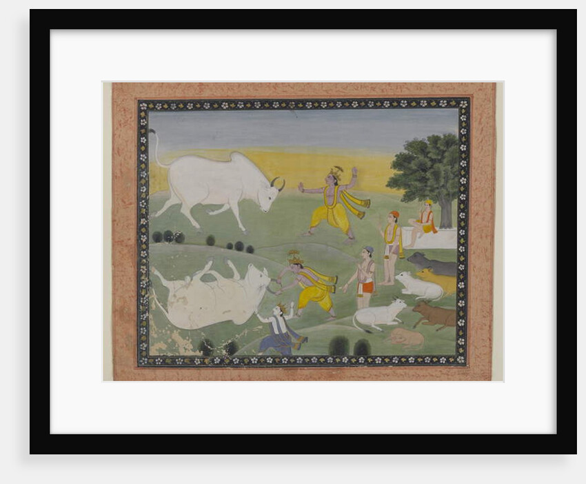 Krishna Defeating the Bull Demon by Indian School