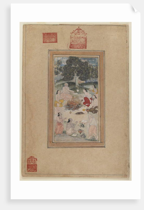 Sadhus gathered around a fire, c.1600 by School Indian