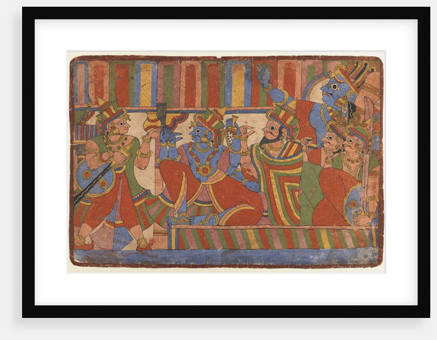 Krishna counsels the Pandava leaders, c.1830-50 by Indian School