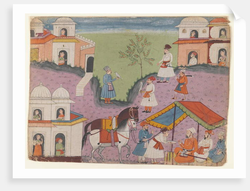 Courtiers' escapades, page from an unidentified narrative series, c.1670 by Indian School