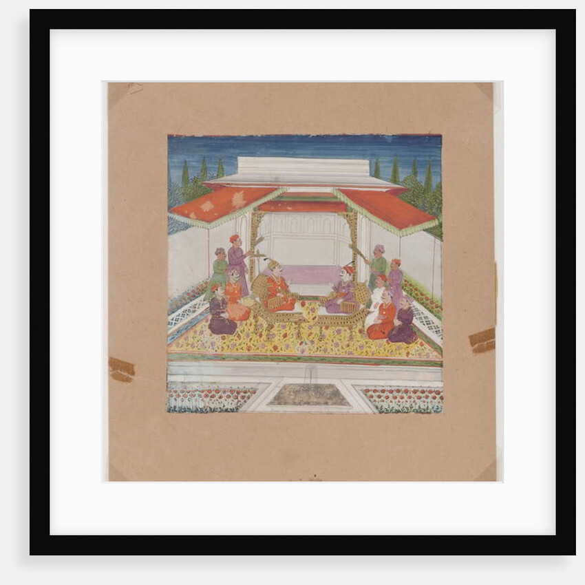 Seated figures and attendants before a fountain by Indian School