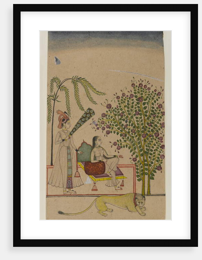 Seated Princess with Attendant and Lion, c.1750 by Indian School