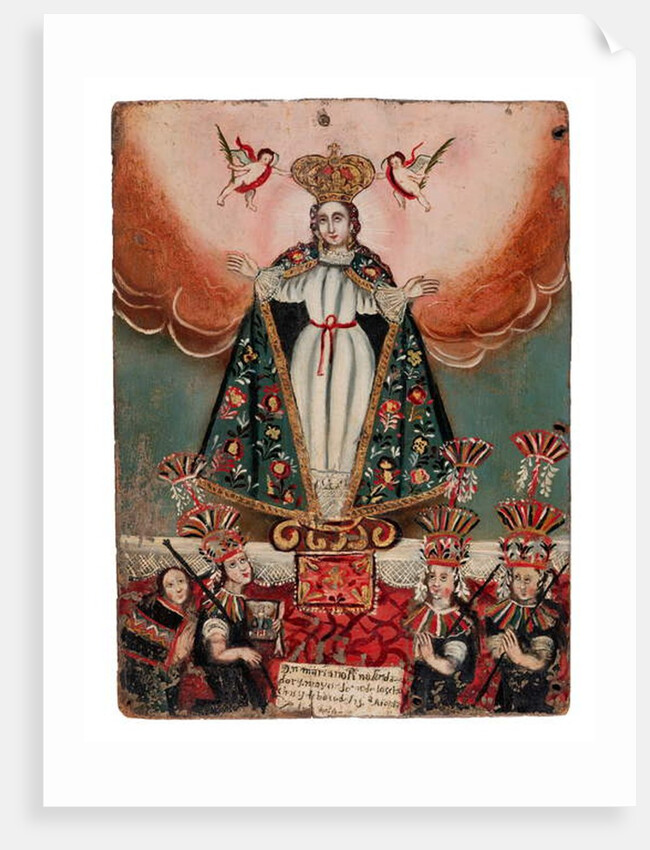 The Virgin Mary with Indian donors, 1752 by Bolivian School