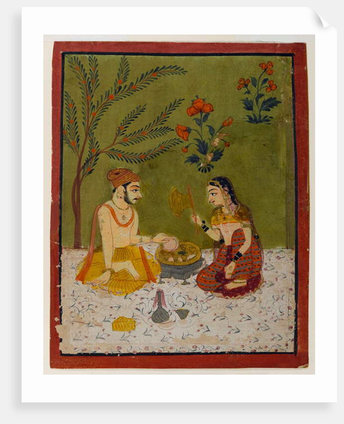Couple seated under a tree, c.1700 by School Indian