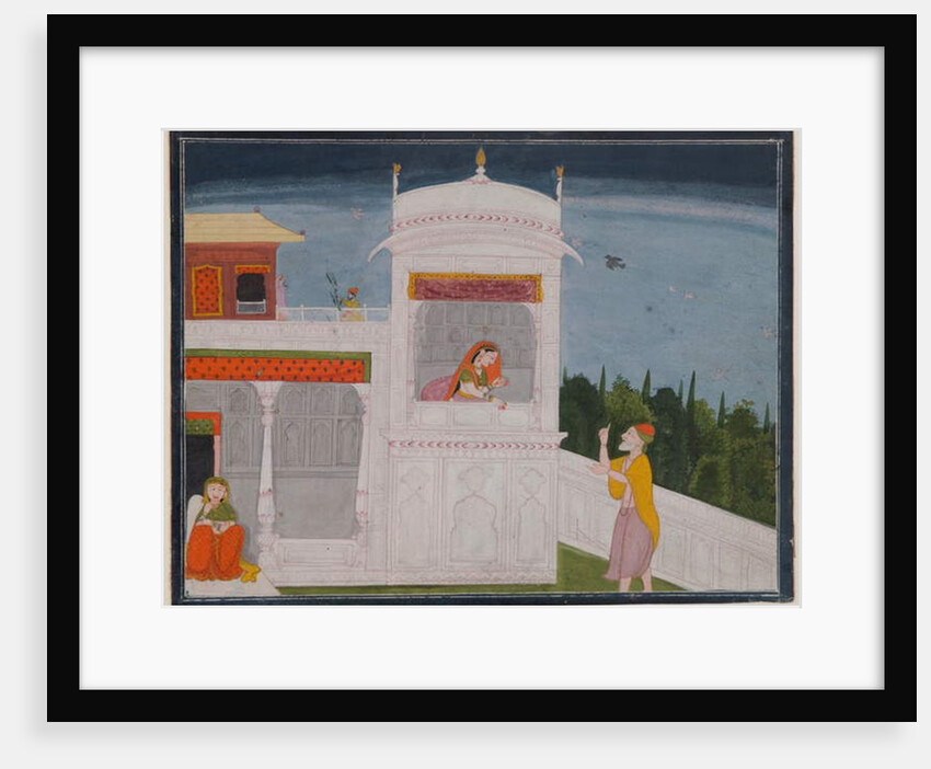 The Brahmin Sudama and Rukmini in a palace, page from the Sudama episode of Bhagavata Purana series, c.1800 or later by Indian School