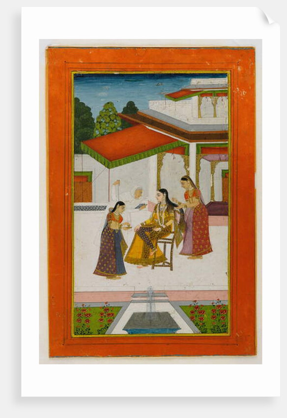 A lady receiving a messenger, mid 18th century by Indian School