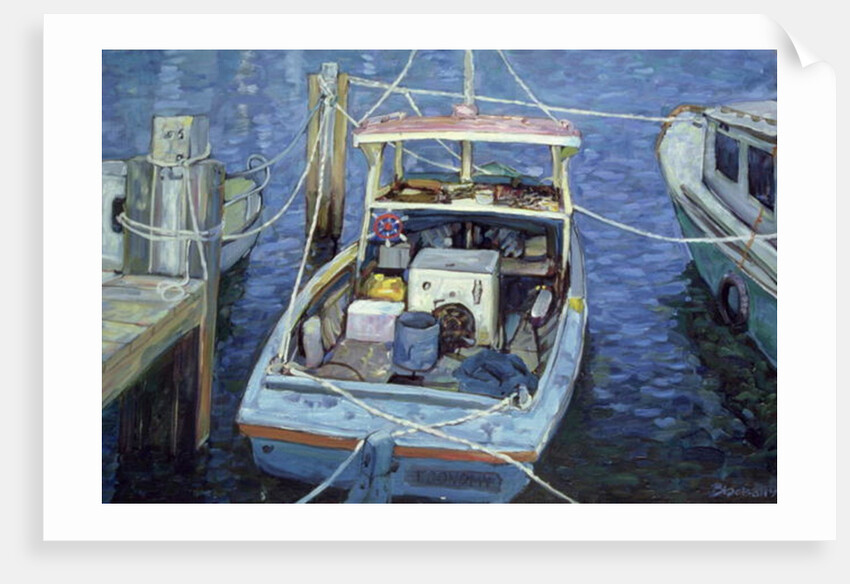 Old Fishing Launch at the Wharf, 1988 by Ted Blackall