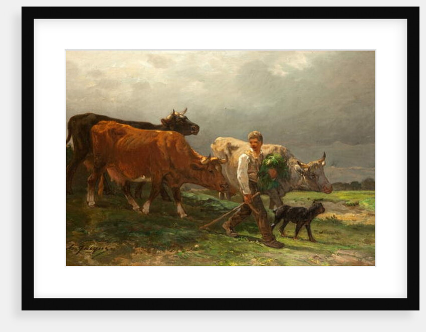 Breton Lad with Cattle by Julius Caesar Ibbetson