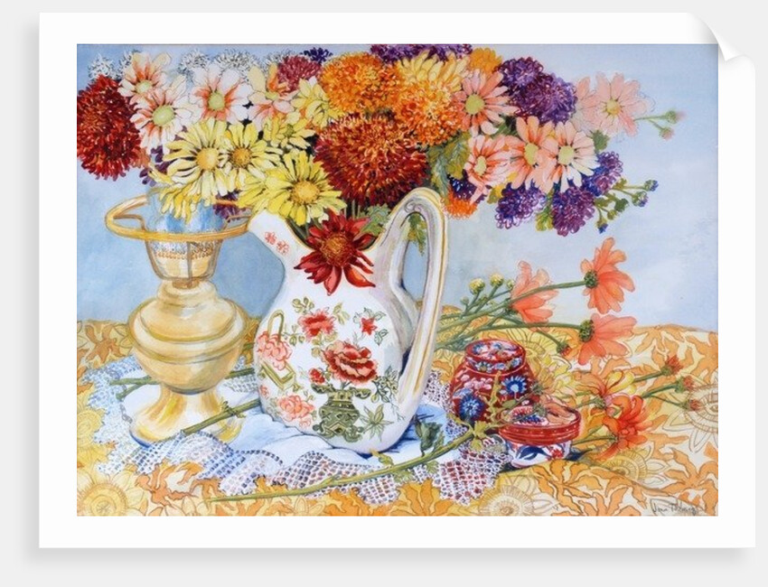 Chrysanthemums in a Chinese Jug, 2012 by Joan Thewsey