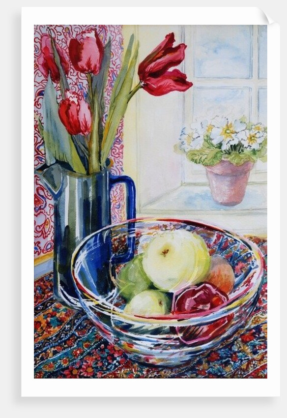 Tulips in a Jug,with a Glass Bowl, 2003 by Joan Thewsey