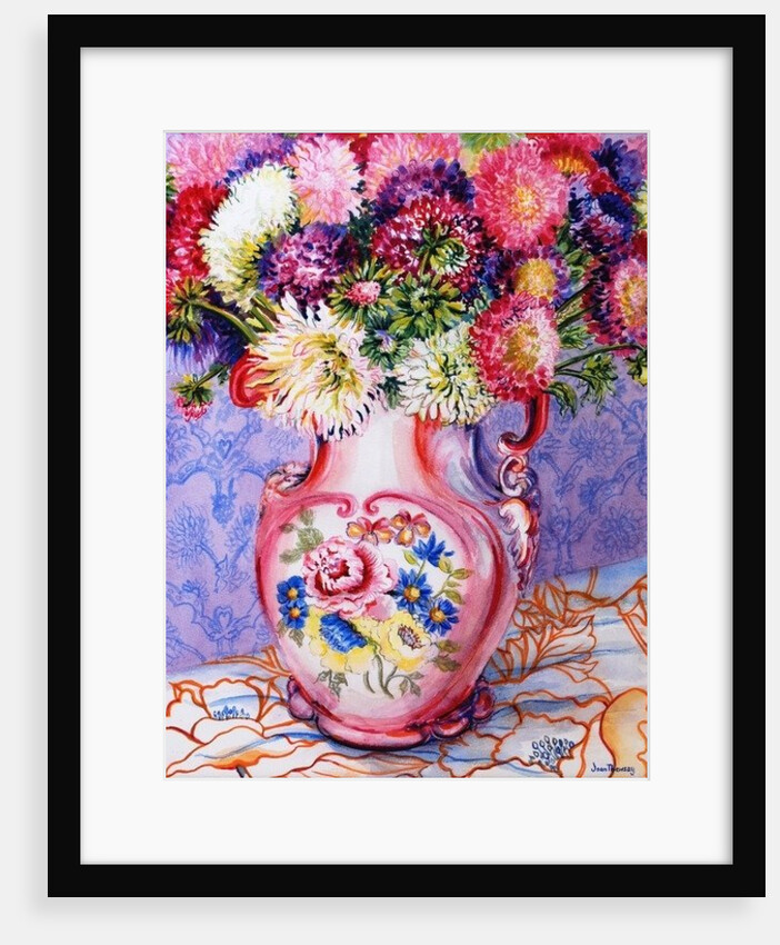Asters in a Pink Floral Victorian Jug, 2002 by Joan Thewsey