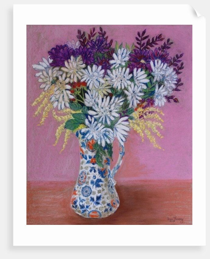 Chrysanthemums in a Japanese Jug, 2005 by Joan Thewsey